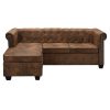 Hacienda L-shaped Chesterfield Sofa Artificial Suede Leather – Brown