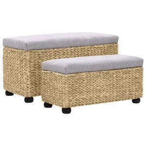 Bench Set 2 Pieces Seagrass – Brown and Grey