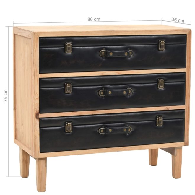 Drawer Cabinet Solid Fir Wood 80x36x75 cm