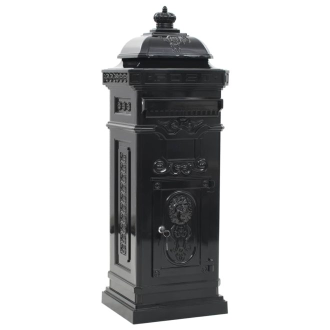 Pillar Letterbox Aluminium Vintage Style Rustproof – Black