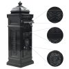 Pillar Letterbox Aluminium Vintage Style Rustproof – Black