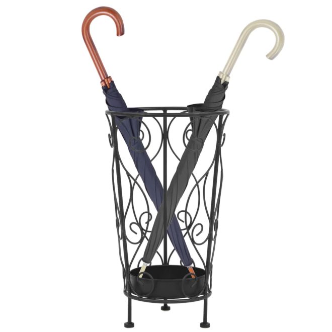 Umbrella Stand Vintage Style Metal 26×46 cm Black