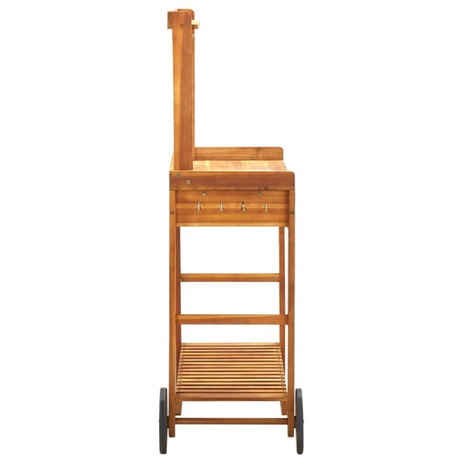 Garden Kitchen Trolley Solid Wood Acacia 92×43.5×141.5 cm