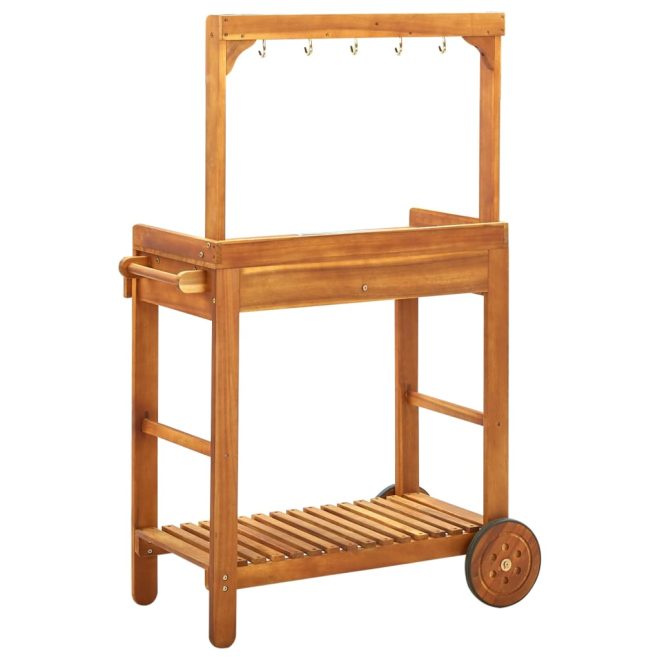 Garden Kitchen Trolley Solid Wood Acacia 92×43.5×141.5 cm