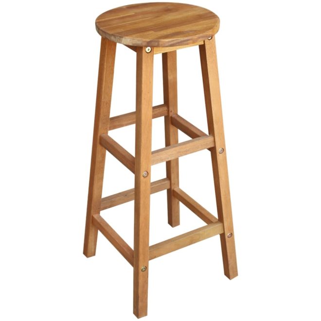 Bar Table and Stool Set Solid Acacia Wood – 5