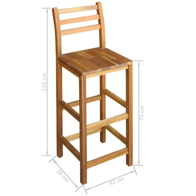 Bar Table and Chair Set Solid Acacia Wood – 5