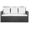 5 Piece Garden Lounge Set with Cushions Poly Rattan – Black