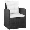 5 Piece Garden Lounge Set with Cushions Poly Rattan – Black