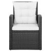 5 Piece Garden Lounge Set with Cushions Poly Rattan – Black