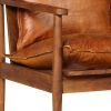 Brookfield 2-Seater Sofa Real Leather with Acacia Wood Brown