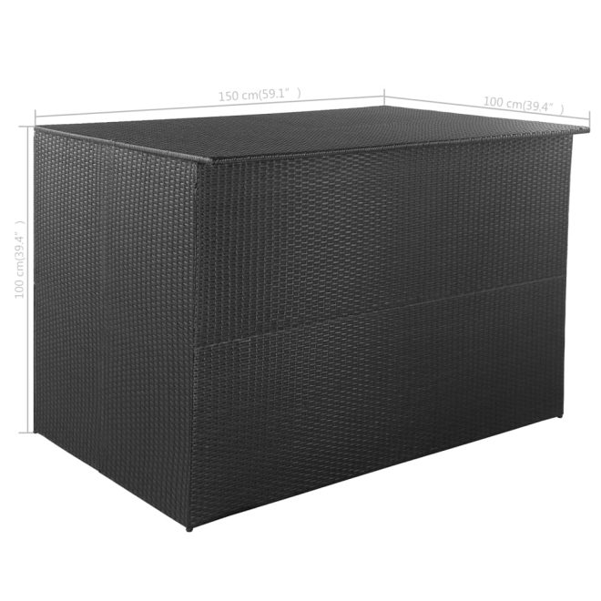 Garden Storage Box 150x100x100 cm Poly Rattan – Black