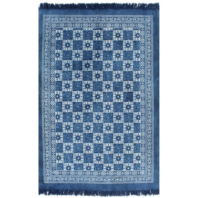 Kilim Rug Cotton with Pattern Blue – 160×230 cm