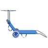 Folding Sun Lounger with Canopy and Wheels Steel – Blue