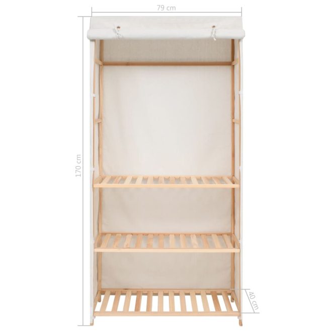 3-Tier Clothes Wardrobe 79x40x170 cm – White