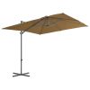 Cantilever Umbrella with Steel Pole – 250×250 cm, Taupe