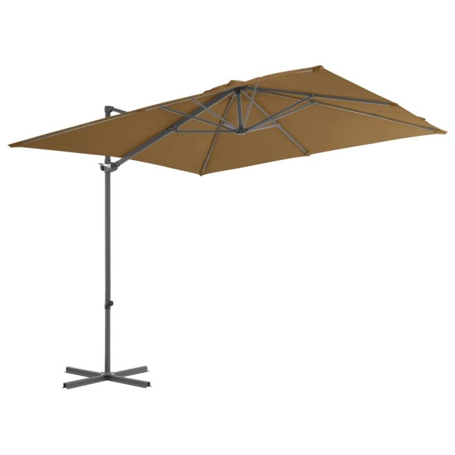 Cantilever Umbrella with Steel Pole – 250×250 cm, Taupe