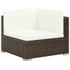 7 Piece Garden Lounge Set with Cushions Poly Rattan – Brown