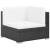 6 Piece Garden Lounge Set with Cushions Poly Rattan – Black and Cream White