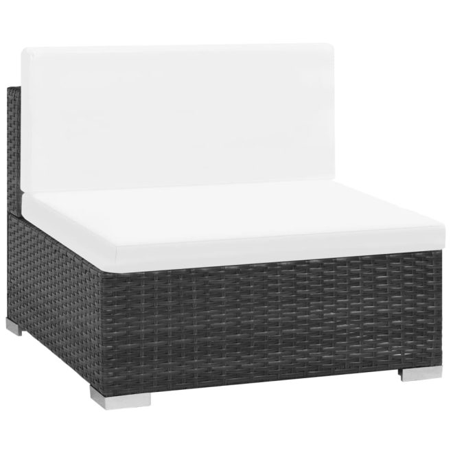 6 Piece Garden Lounge Set with Cushions Poly Rattan – Black and Cream White