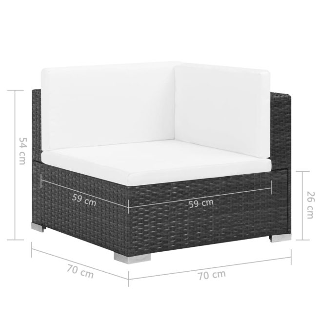 6 Piece Garden Lounge Set with Cushions Poly Rattan – Black and Cream White