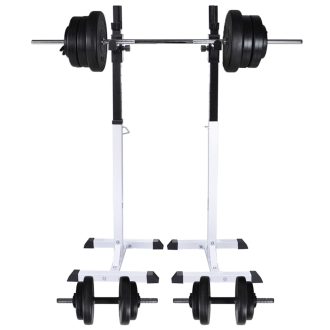 Barbell Squat Rack with Barbell and Dumbbell Set 60.5 kg