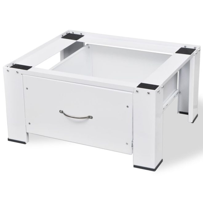 Pedestal for Washing Machine White with Drawer