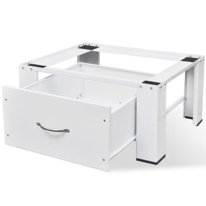 Pedestal for Washing Machine White with Drawer