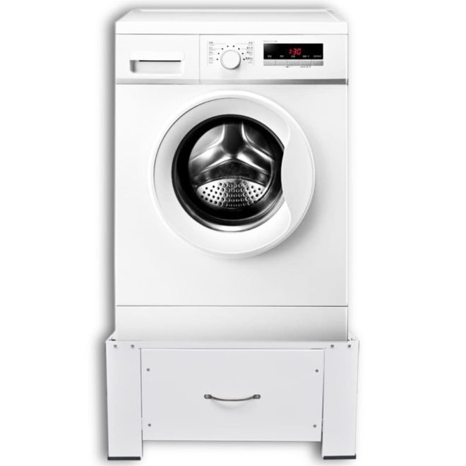 Pedestal for Washing Machine White with Drawer