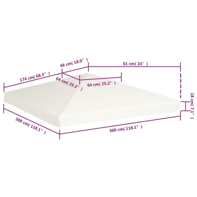 Gazebo Top Cover 310 g/m 3×3 m – White