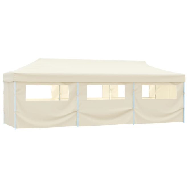 Folding Pop-up Party Tent with 8 Sidewalls 3×9 m – Cream