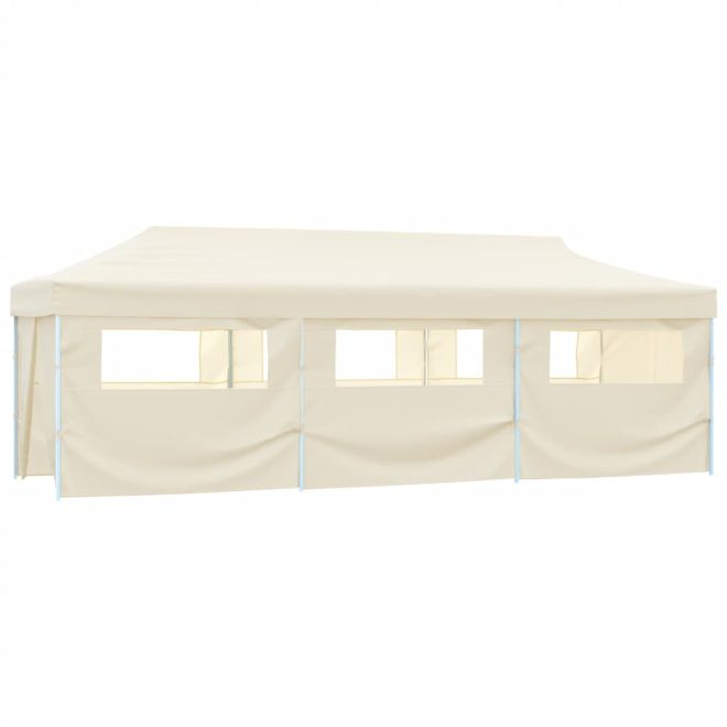 Folding Pop-up Party Tent with 8 Sidewalls 3×9 m – Cream