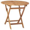 Folding Garden Table 85×76 cm Solid Teak Wood – Round