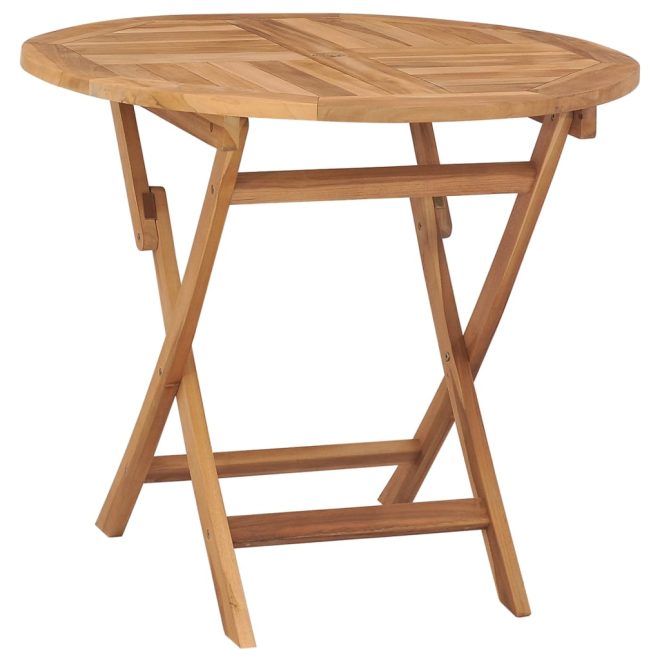 Folding Garden Table 85×76 cm Solid Teak Wood – Round