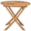 Folding Garden Table 85×76 cm Solid Teak Wood – Round