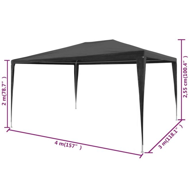 Party Tent PE – 3×4 m, Anthracite