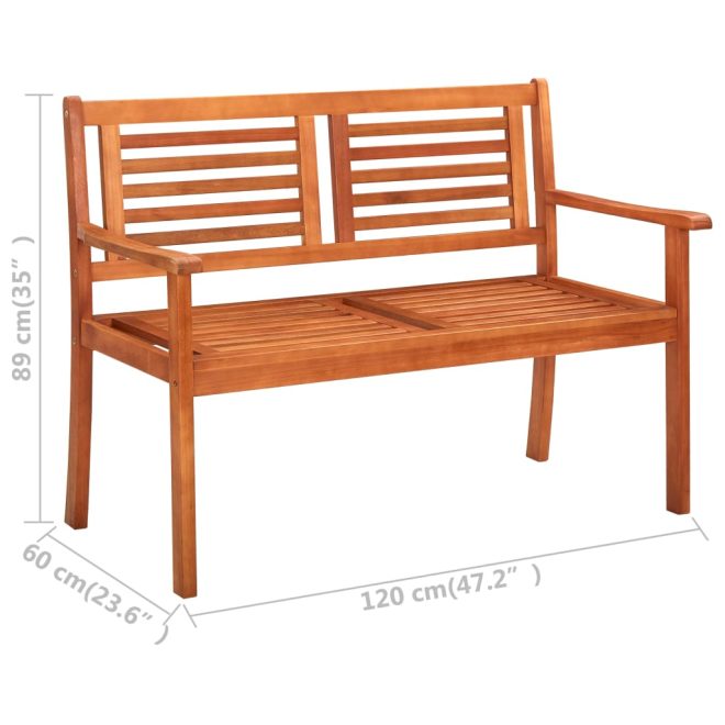 2-Seater Garden Bench Solid Eucalyptus Wood – 120x60x89 cm