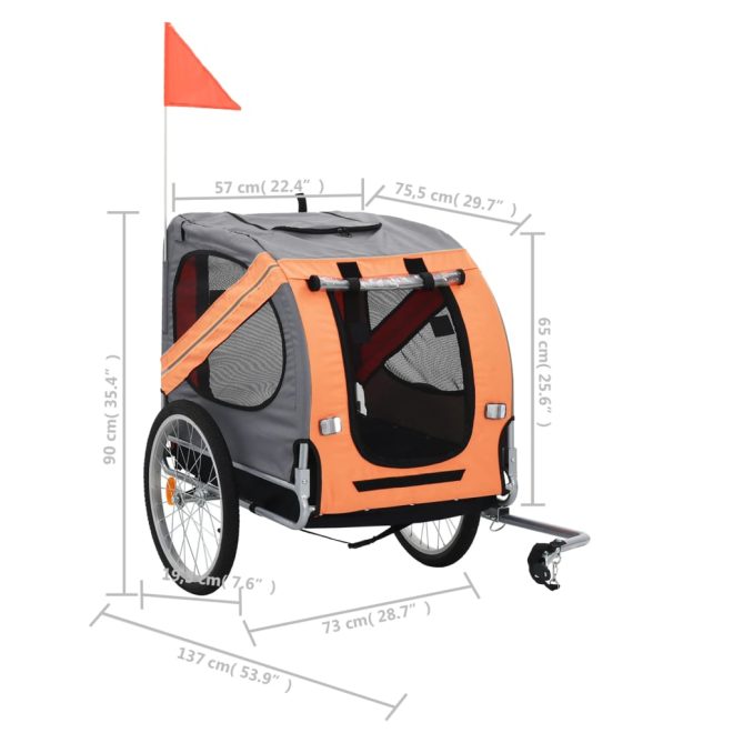 Dog Bike Trailer – Orange and Grey