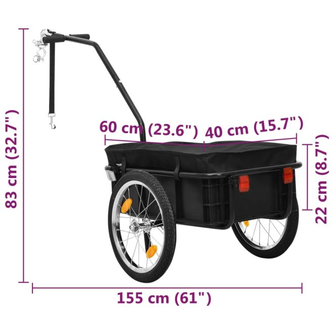 Bike Cargo Trailer/Hand Wagon 155x60x83 cm Steel – Black