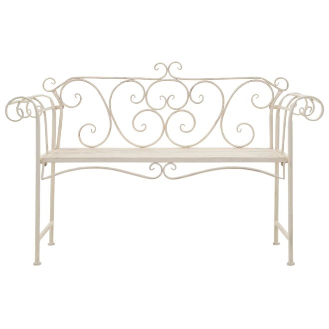 Garden Bench 132 cm Steel Antique – White