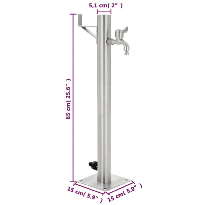 Garden Water Column Stainless Steel Round 65 cm