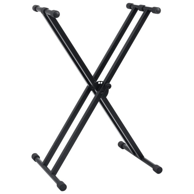 Double Braced Keyboard Stand and Stool Set Black