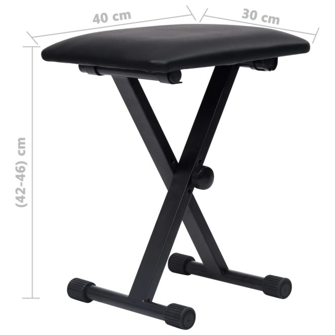 Double Braced Keyboard Stand and Stool Set Black