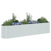 Garden Raised Bed Galvanised Steel – 400x80x81 cm, Silver