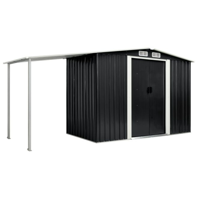 Garden Shed with Sliding Doors Steel – 386x131x178 cm, Anthracite