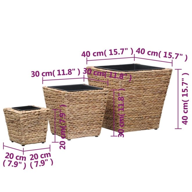 Garden Raised Beds 3 pcs Water Hyacinth – Light Brown