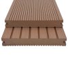 WPC Solid Decking Boards with Accessories 2.2 m Light Brown – 10 M