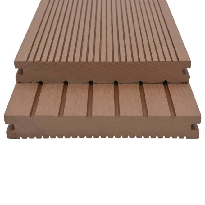 WPC Solid Decking Boards with Accessories 2.2 m Light Brown – 10 M