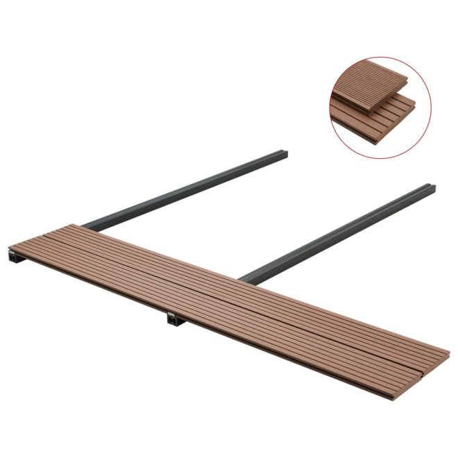 WPC Solid Decking Boards with Accessories 2.2 m Light Brown – 10 M