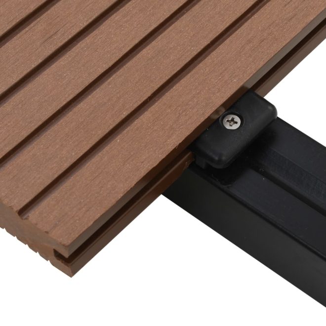 WPC Solid Decking Boards with Accessories 2.2 m Light Brown – 10 M