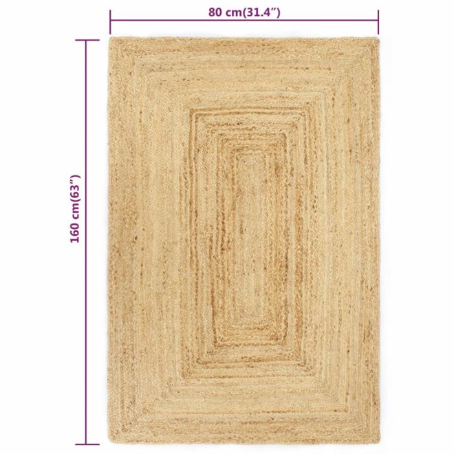 Handmade Rug Jute Natural – 80×160 cm